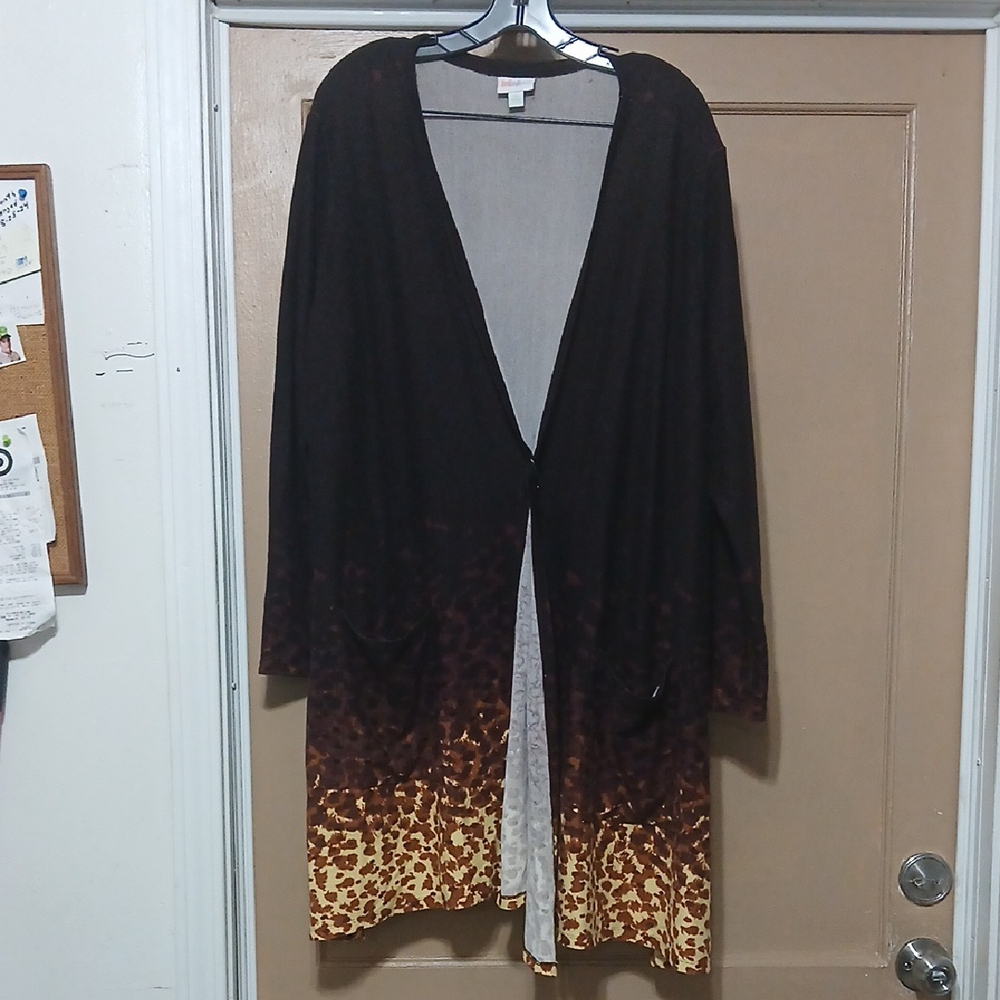 LuLaRoe Leopard Print Brown Cardigan